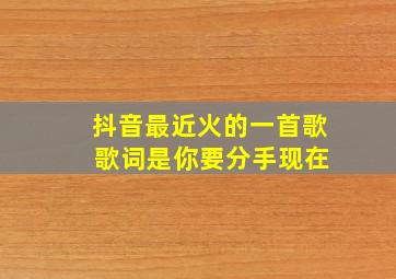 抖音最近火的一首歌 歌词是你要分手现在